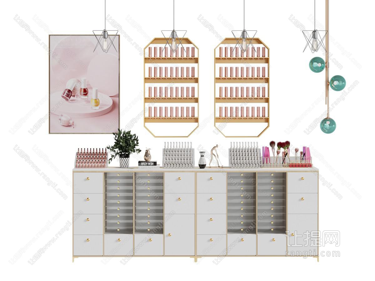 现代化妆品展柜 展台 收纳架