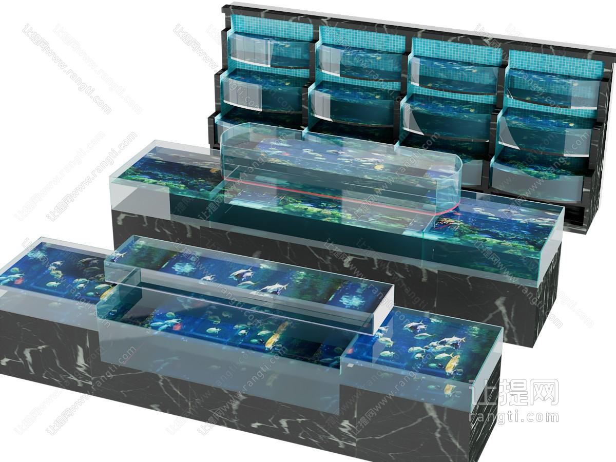 现代海洋池 海鲜生物货架 展柜