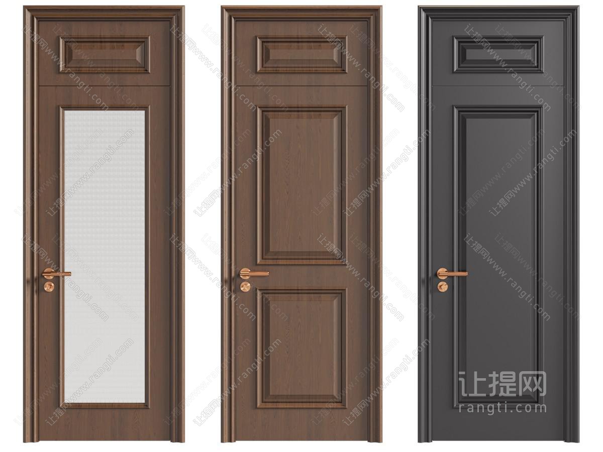 法式木门 平开门 房门 玻璃门