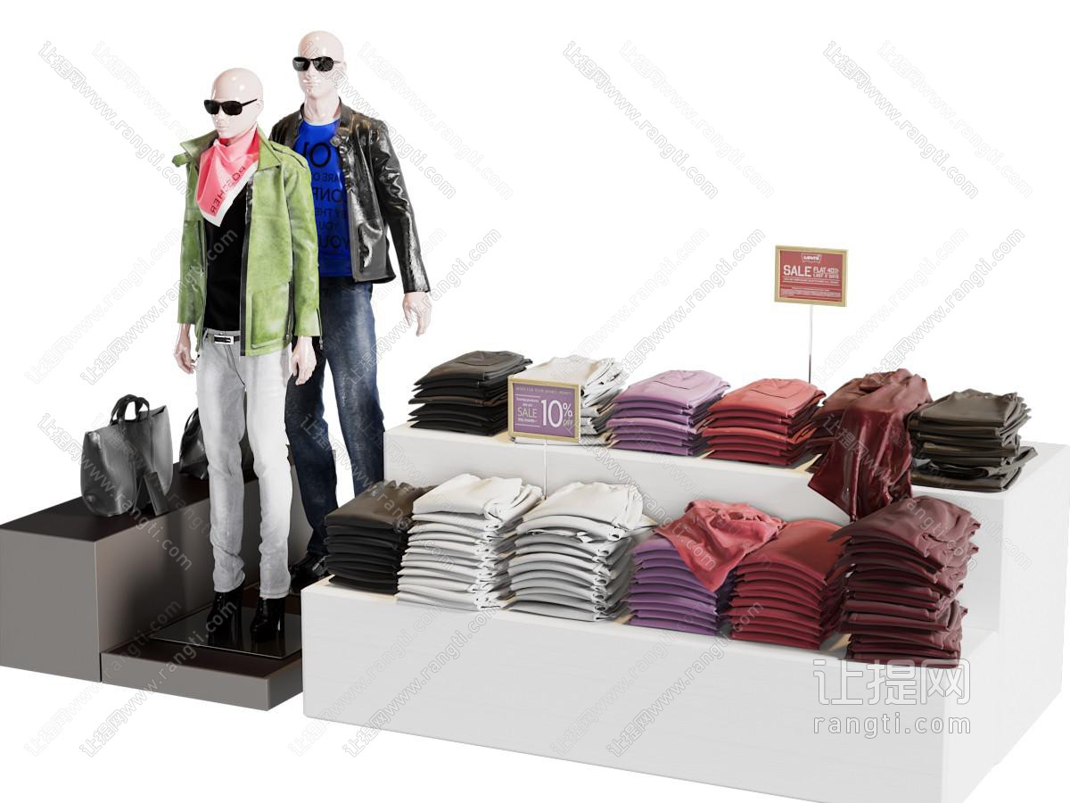 现代服装店美陈 衣服展台 展示台