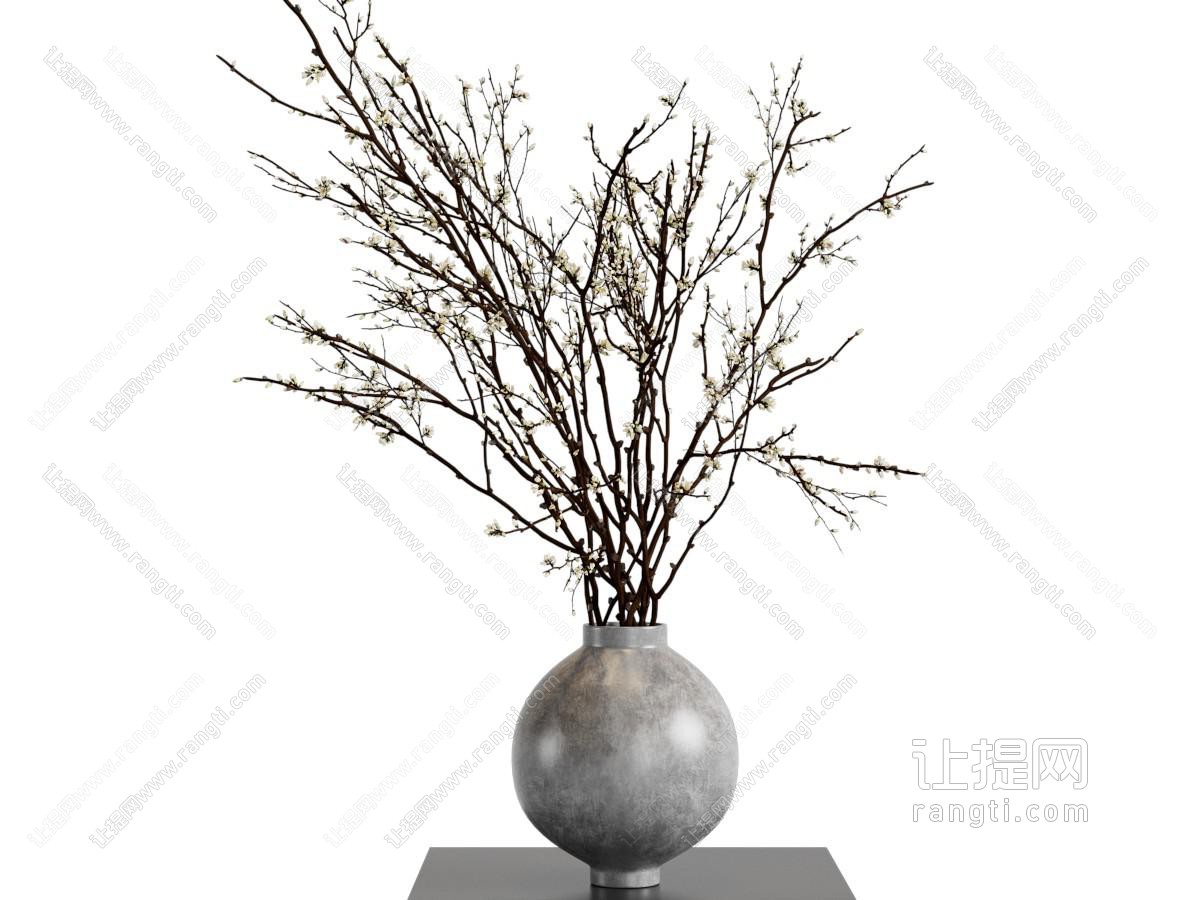侘寂风花瓶花卉