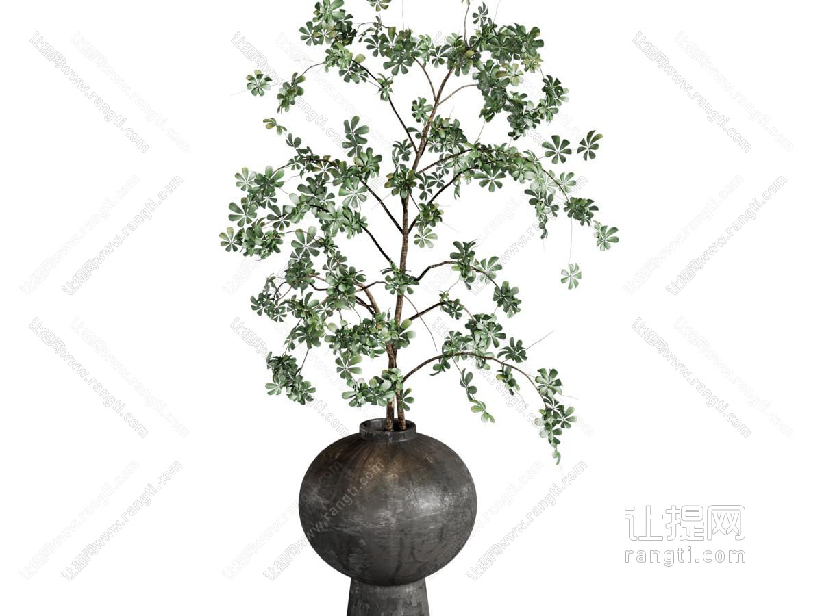 侘寂风陶艺花瓶花卉