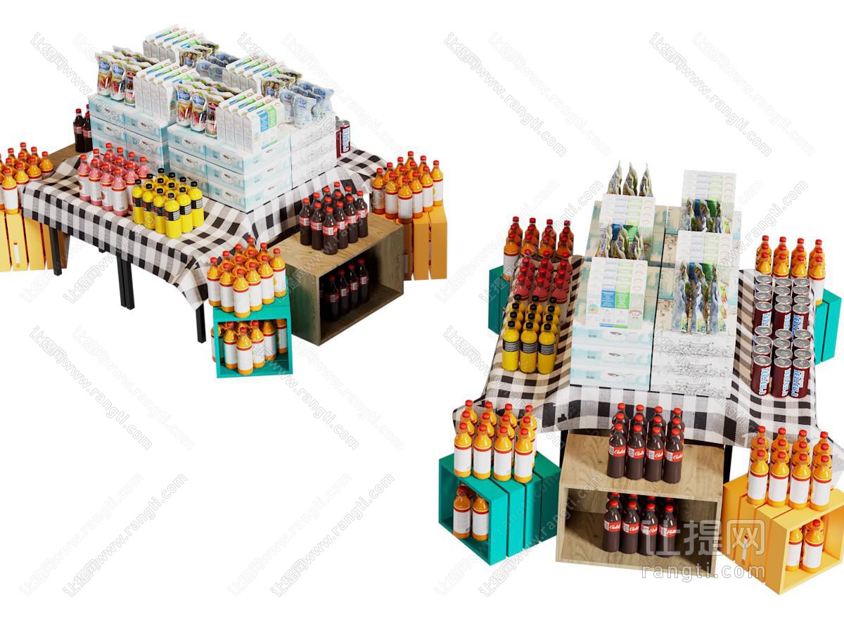 现代饮料摆台 展台 美陈 地堆 促销台
