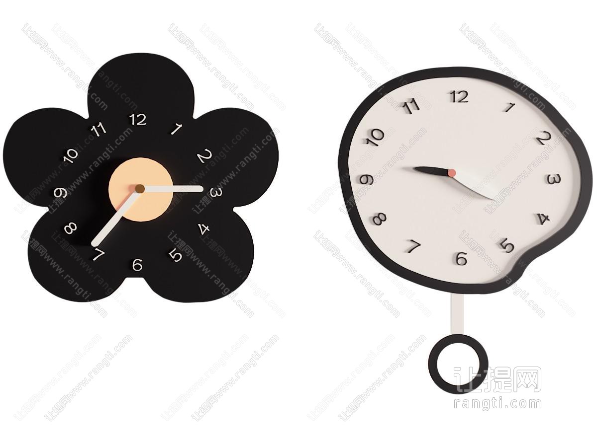 现代花朵造钟表 墙饰挂件