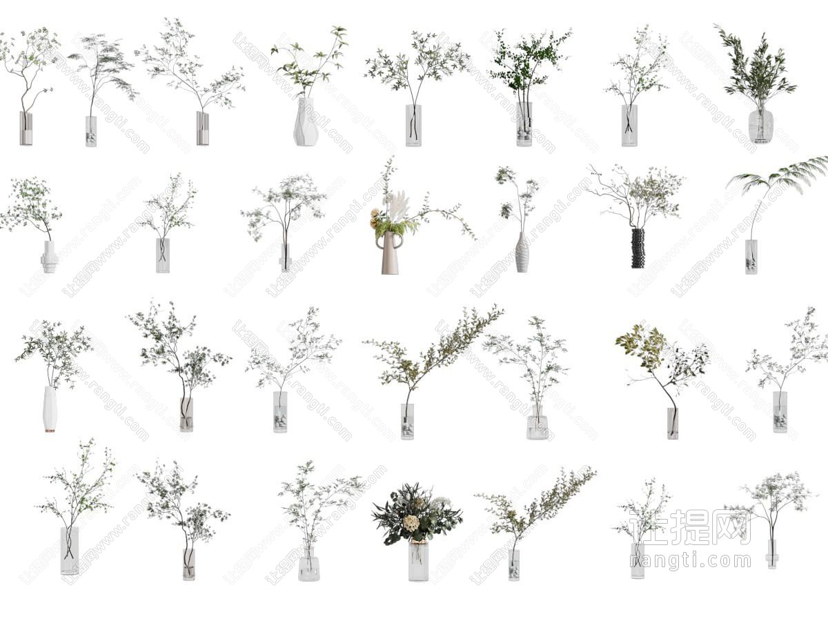 现代花瓶花卉 摆件组合