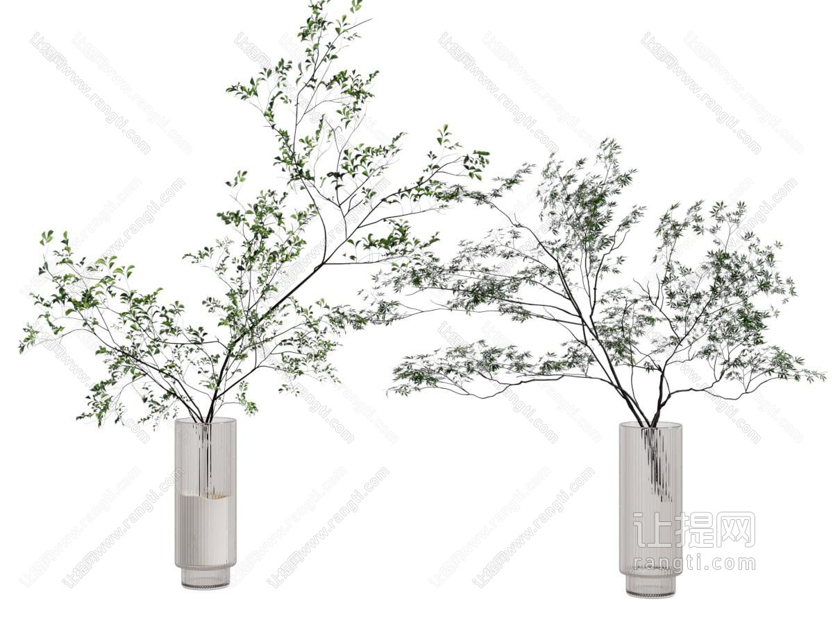现代玻璃花瓶花卉