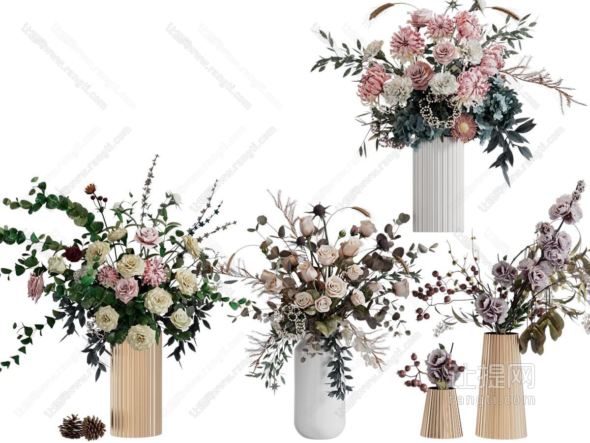 现代花瓶花卉 摆件组合