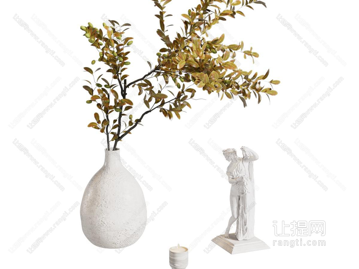 欧式陶艺花瓶花卉 雕塑雕刻 烛台摆件组合