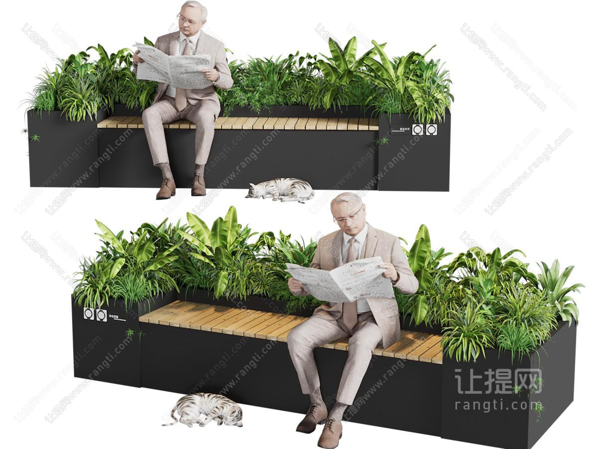现代户外花箱长凳子 公共椅子