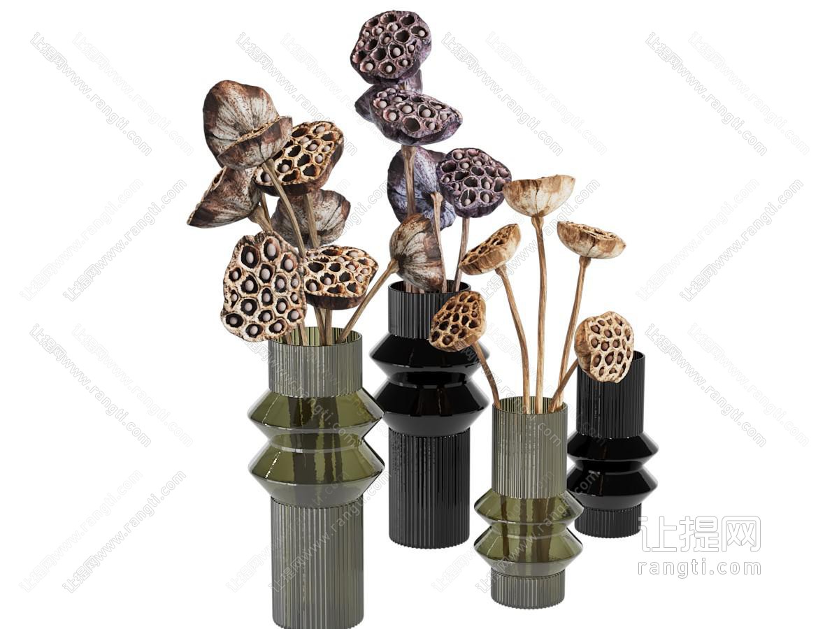 新中式花瓶莲藕摆件组合