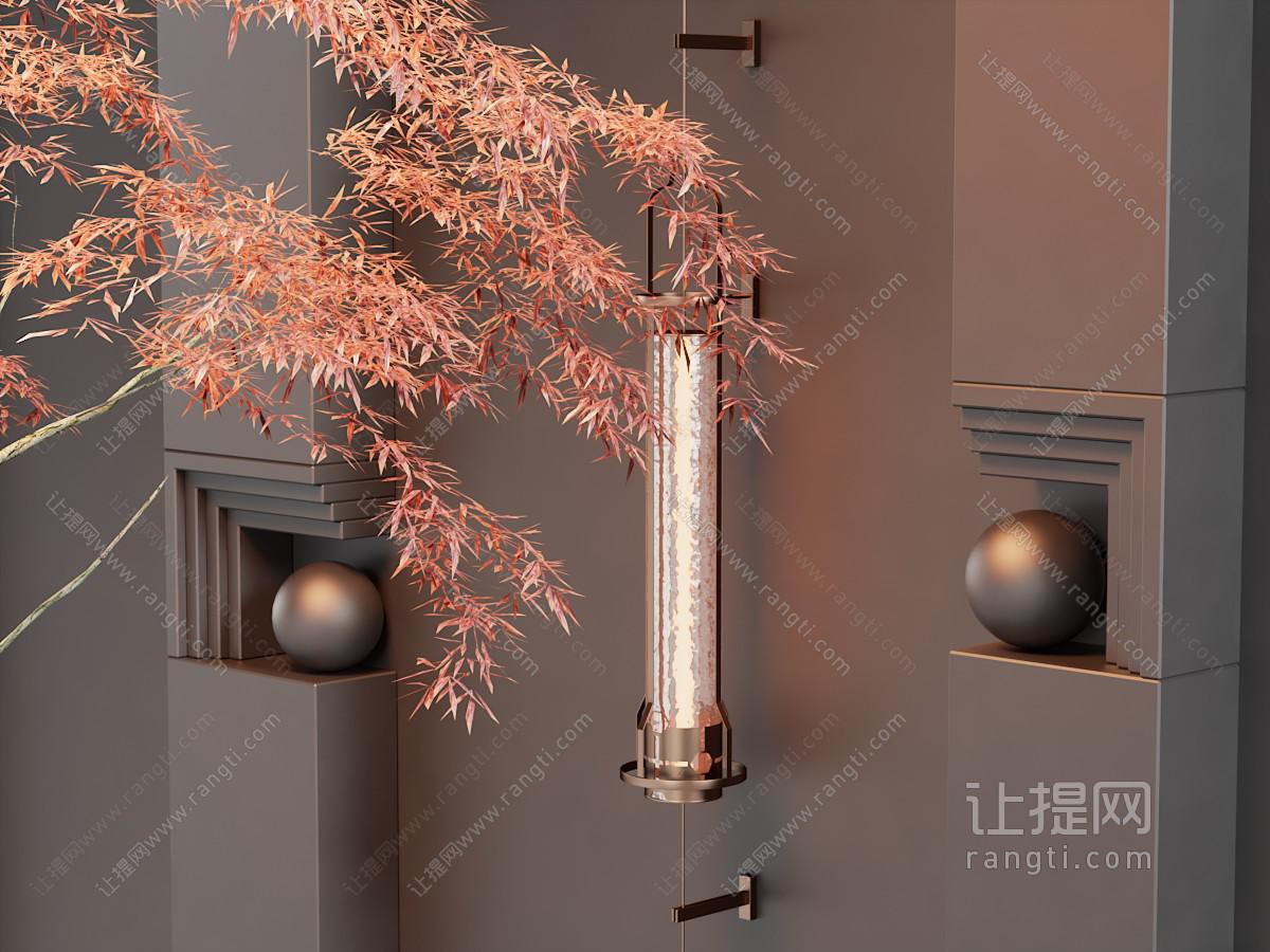 现代壁灯 景观背景墙