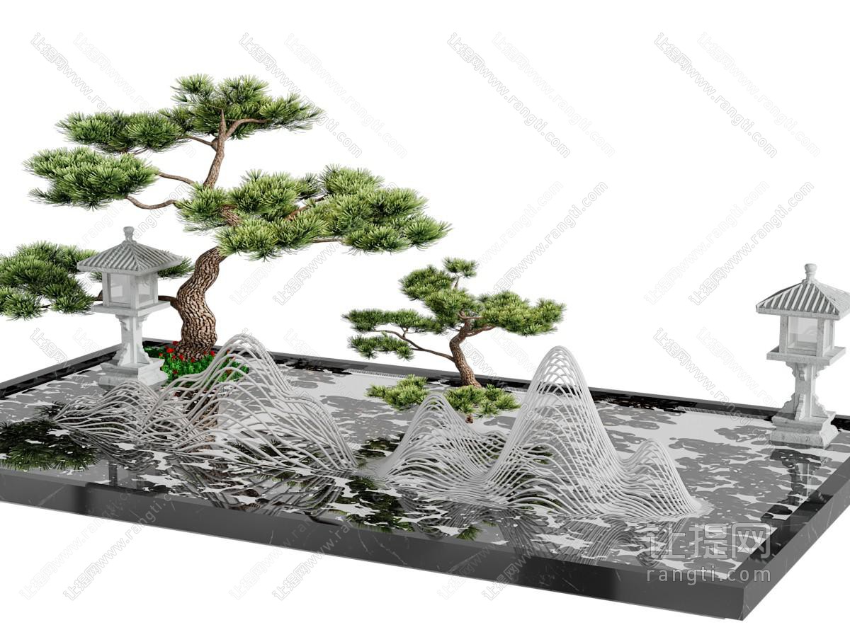 新中式松树 山脉 装饰灯景观园艺小品
