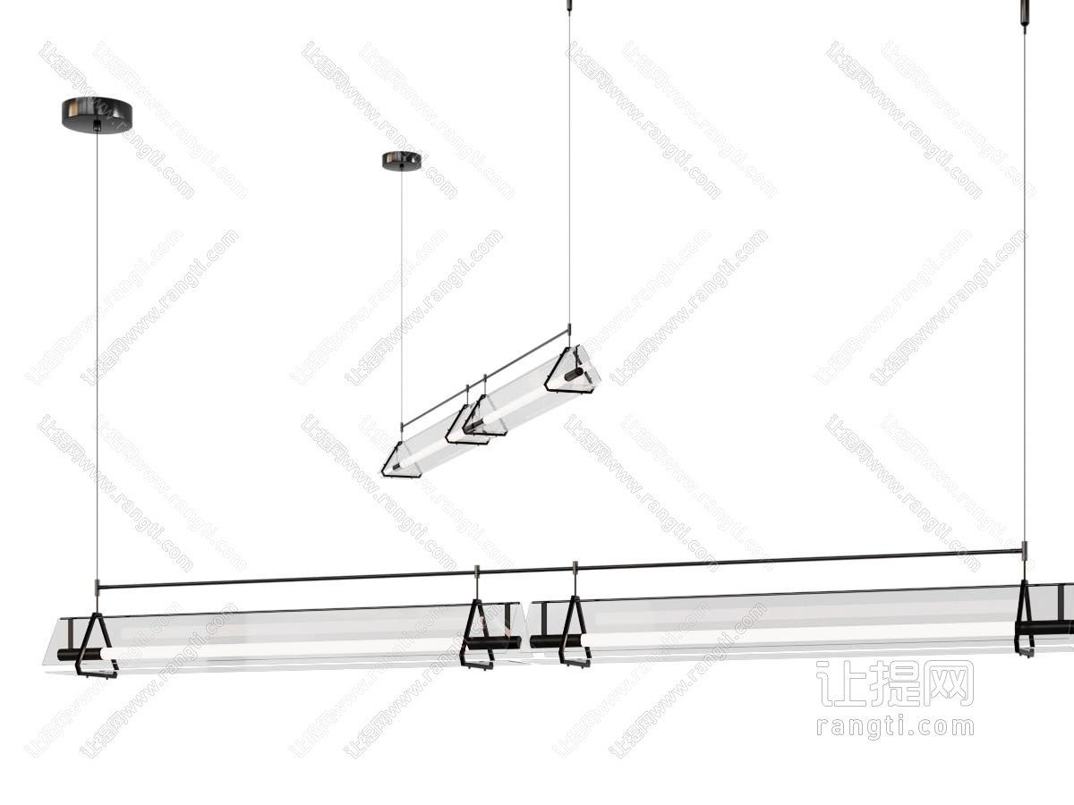 现代三角灯罩一字型吊灯
