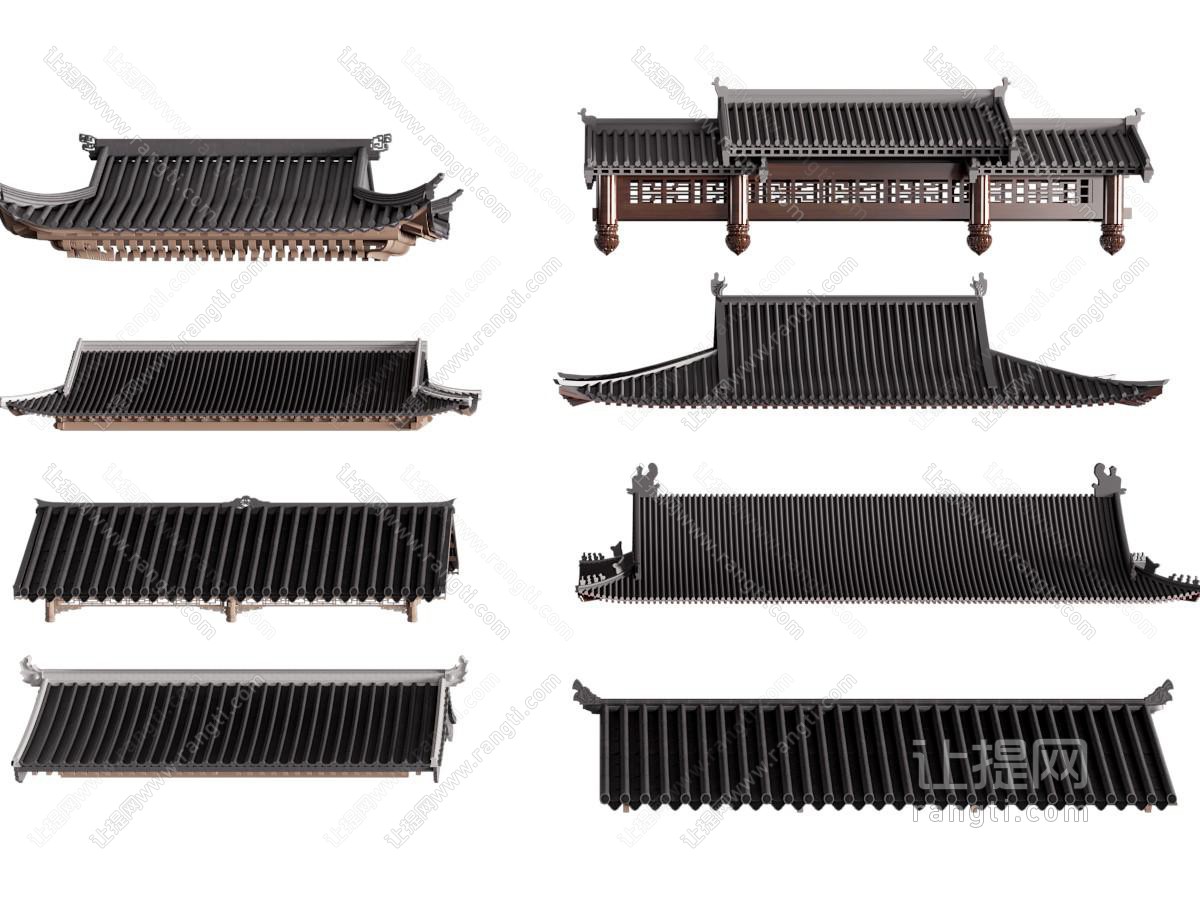 新中式屋檐 屋顶 建筑构件