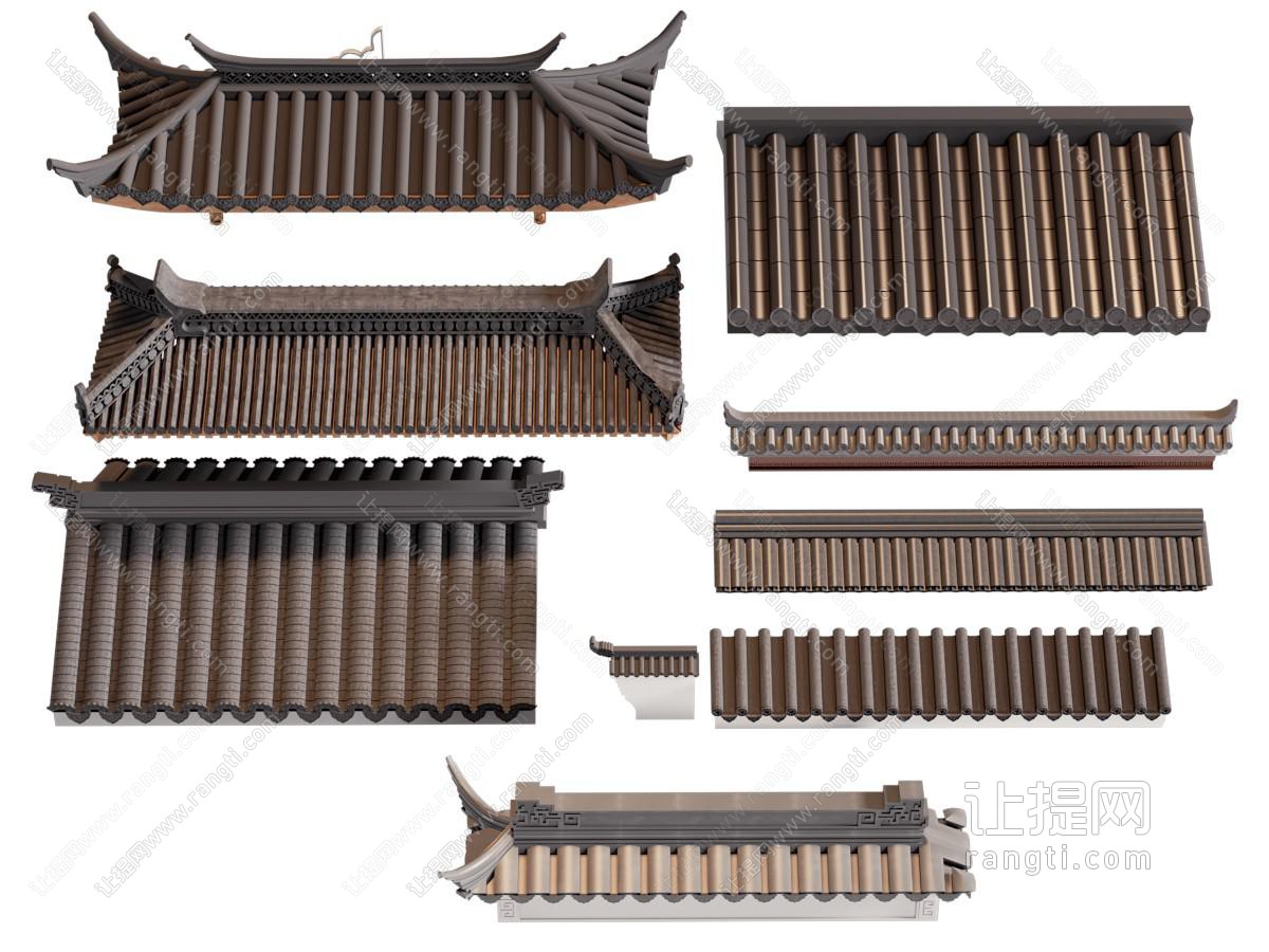 新中式瓦片屋檐 建筑构件