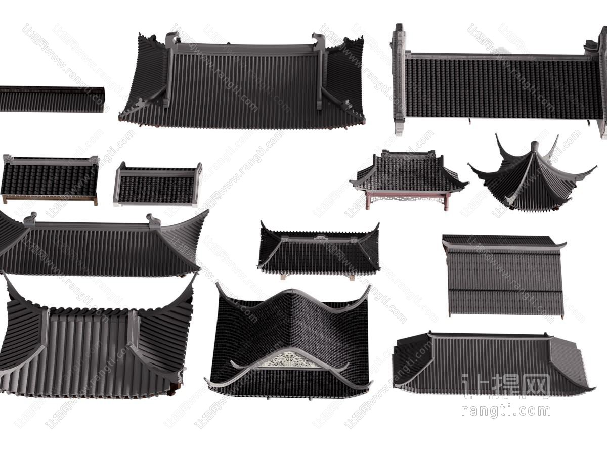 新中式屋檐 屋顶 建筑构件
