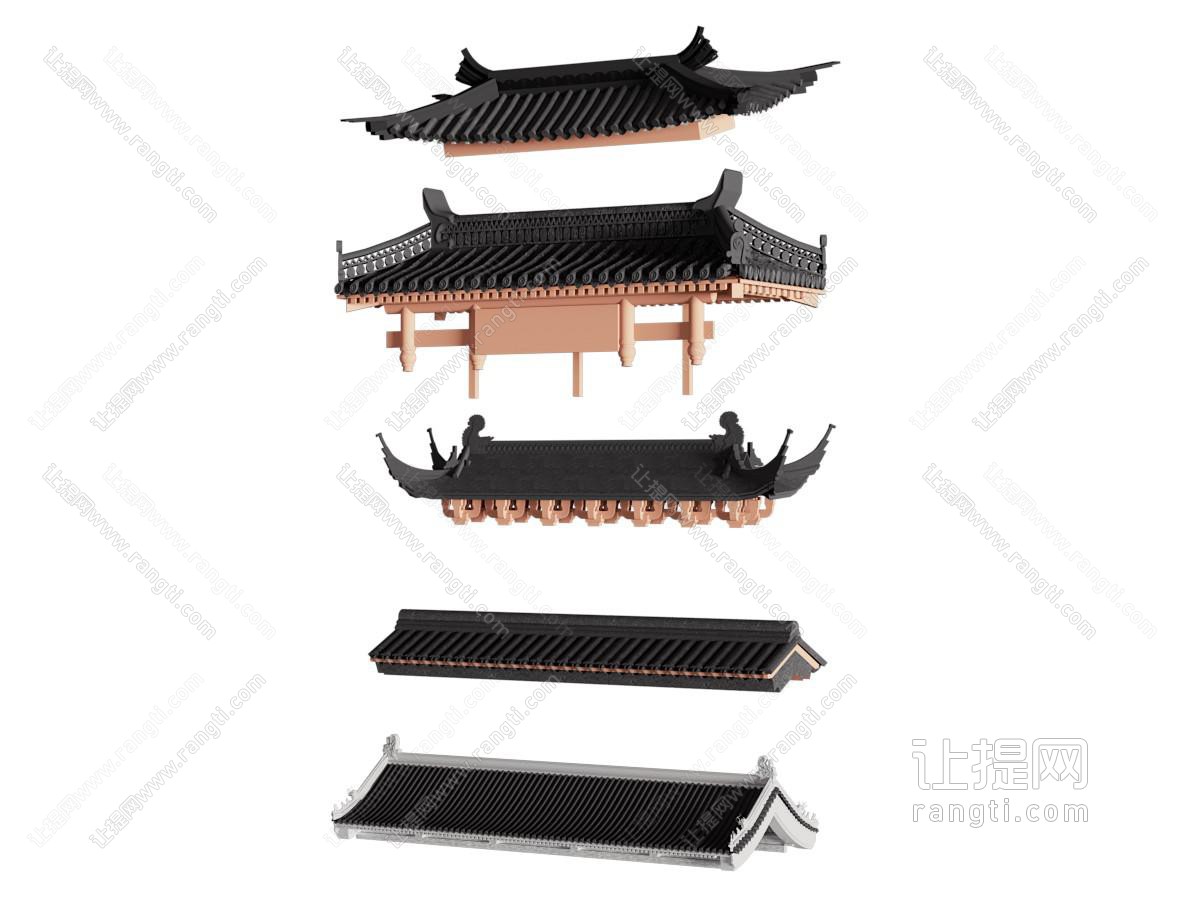 新中式屋檐 屋顶 建筑构件