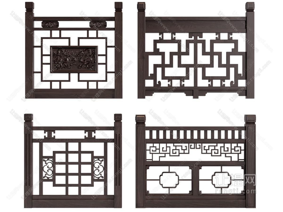 新中式实木栏杆 围栏 护栏