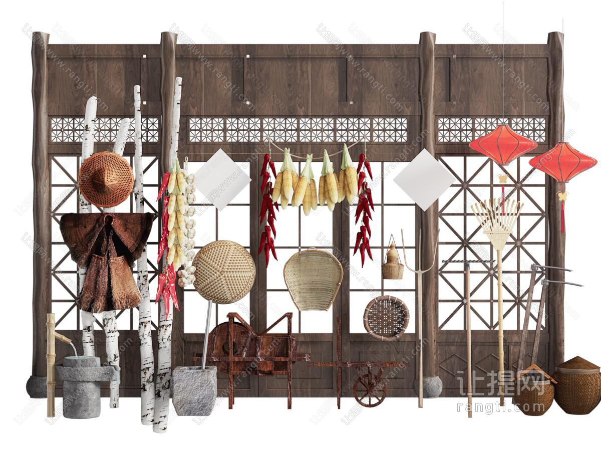 新中式农具展厅展览 墙饰挂件