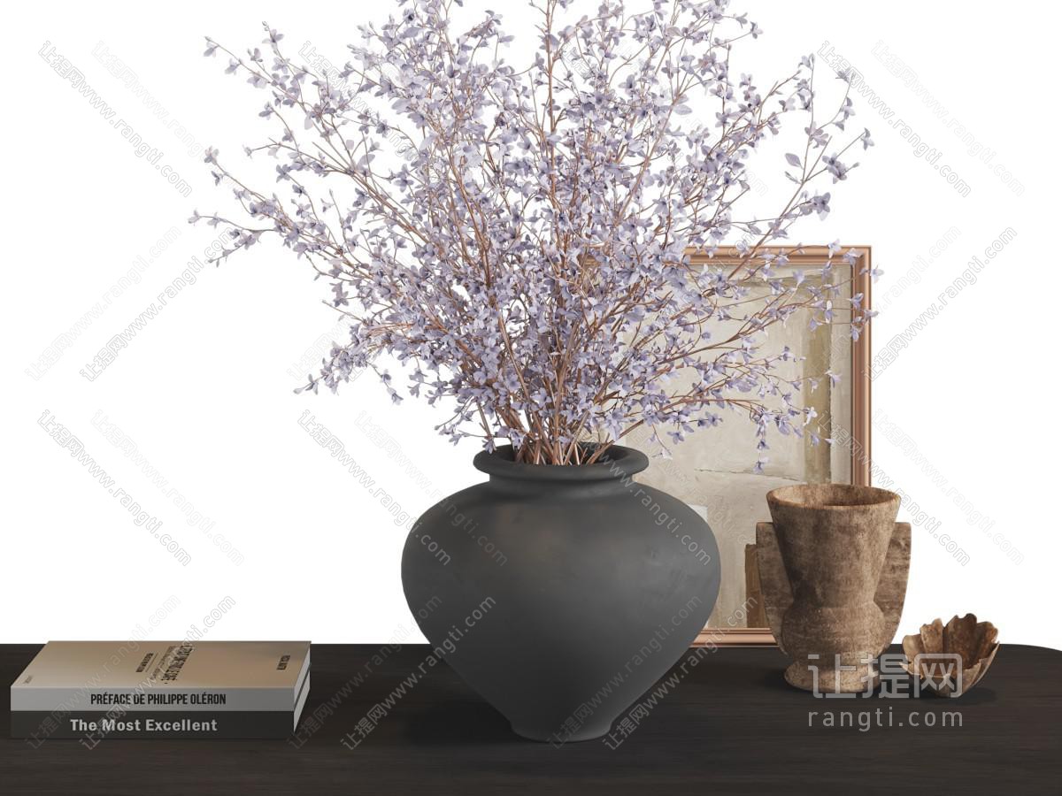 侘寂风陶艺花瓶花卉 摆件组合