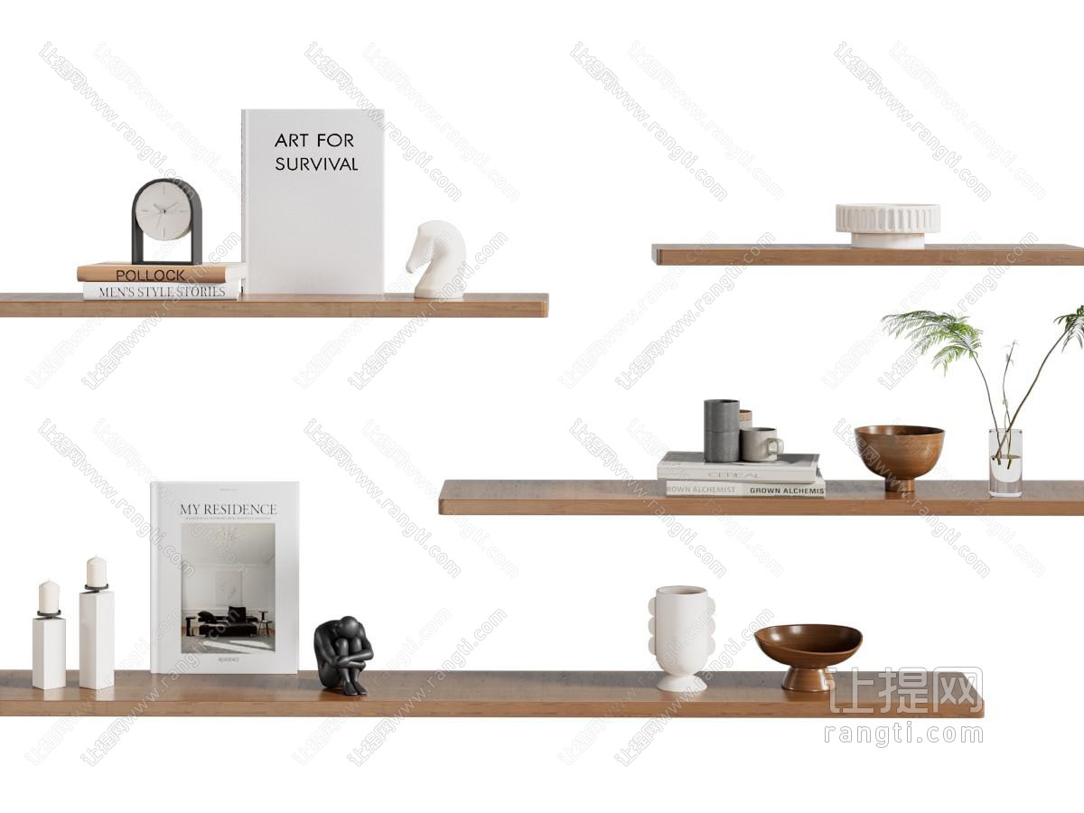 现代墙面隔板饰品 书本摆件组合