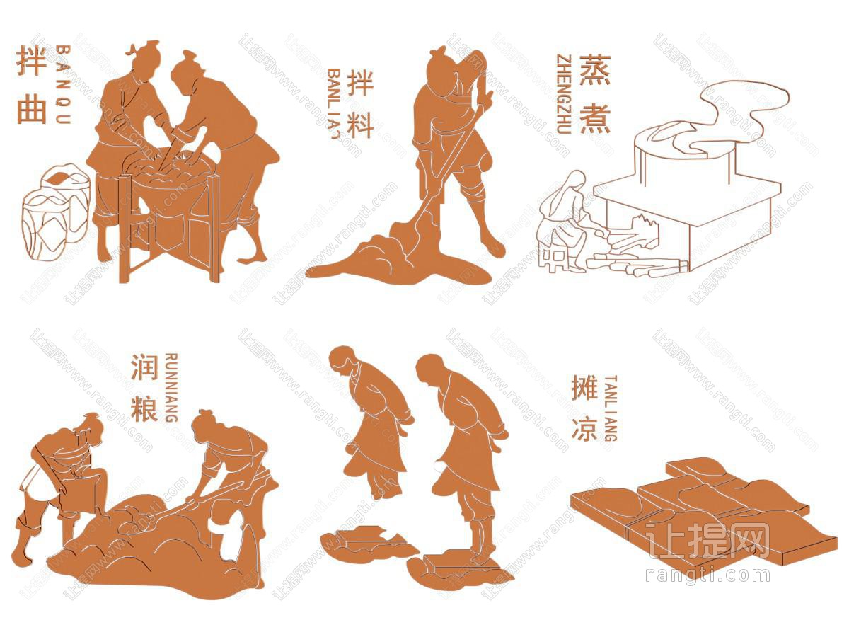 现代酿酒工艺剪影 剪纸 墙贴 墙饰