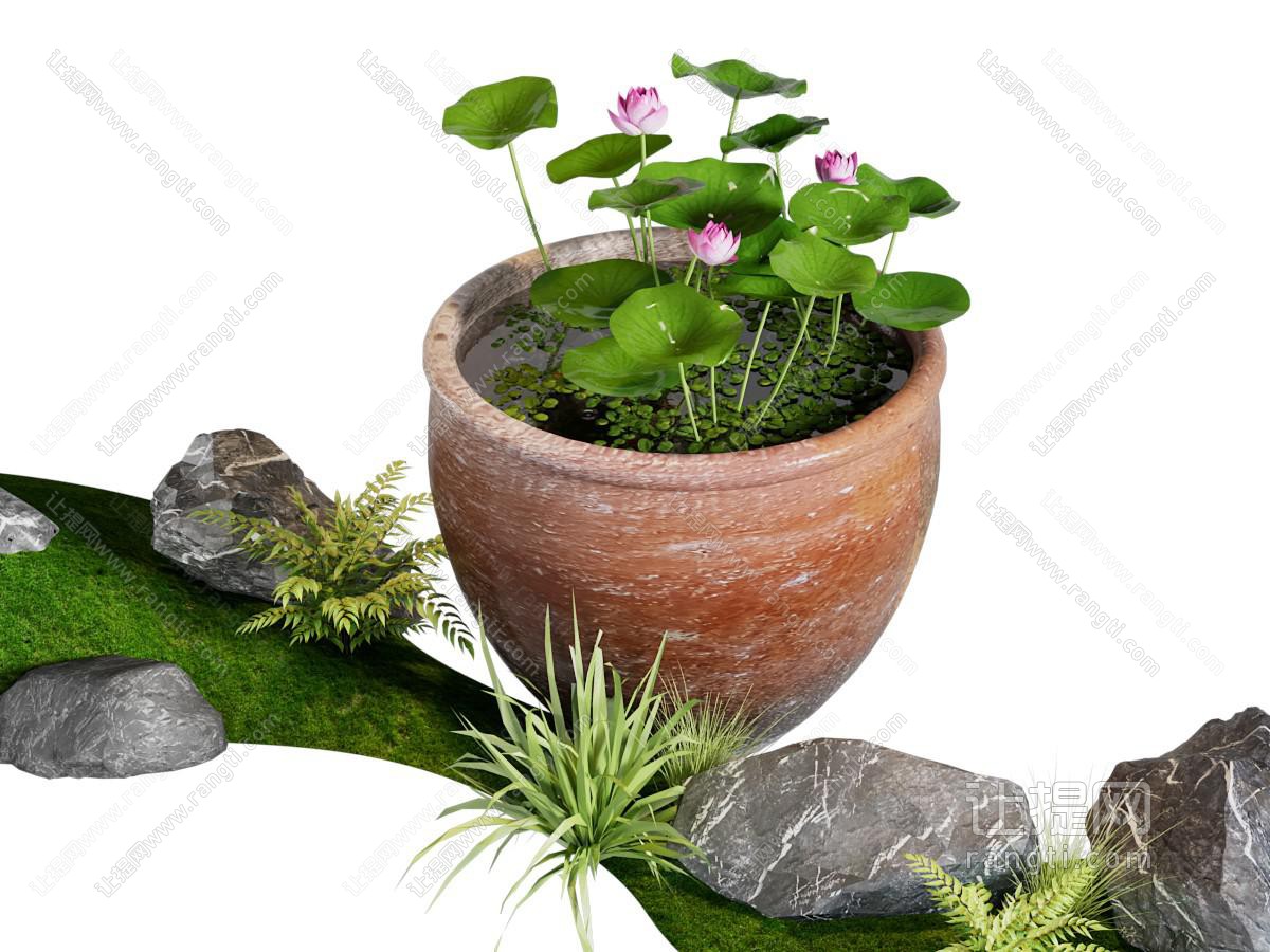 新中式荷花缸 荷花池 景观园艺小品