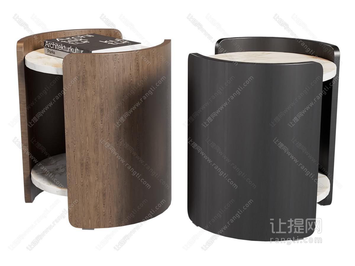 现代圆形床头柜