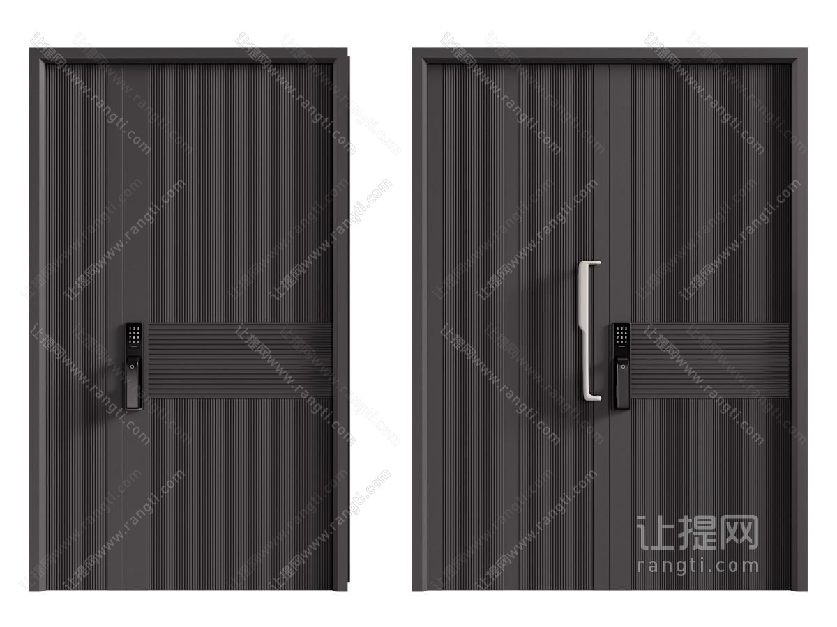 现代子母入户门 智能密码锁双开门 防盗门 大门 平开门