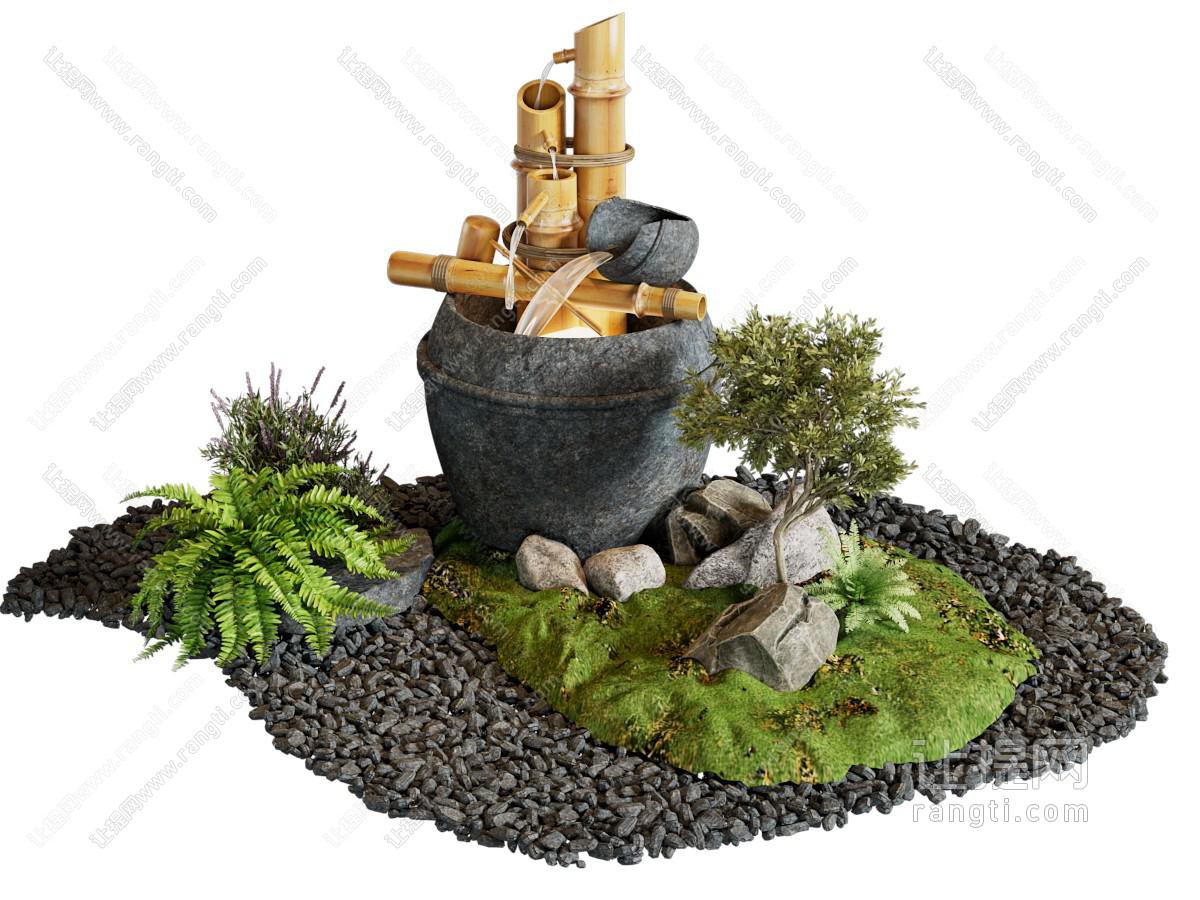 新中式水景 石头景观园艺小品