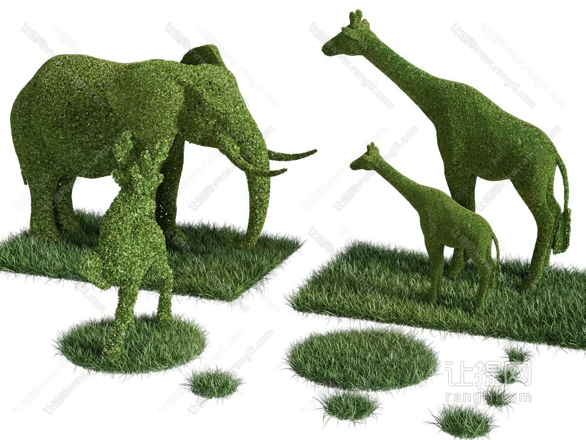 现代大象 长颈鹿动物景观植物园艺小品