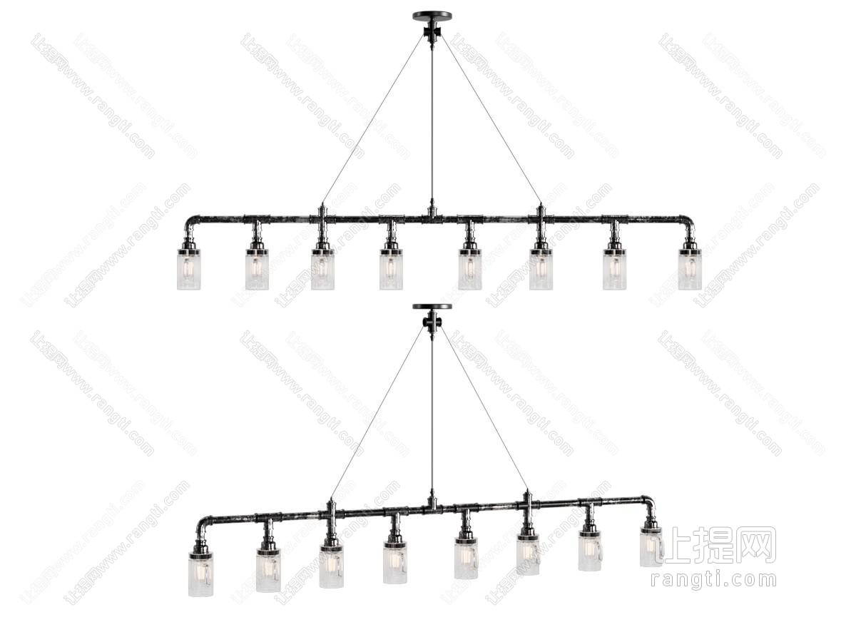 工业风loft管道支架吊灯