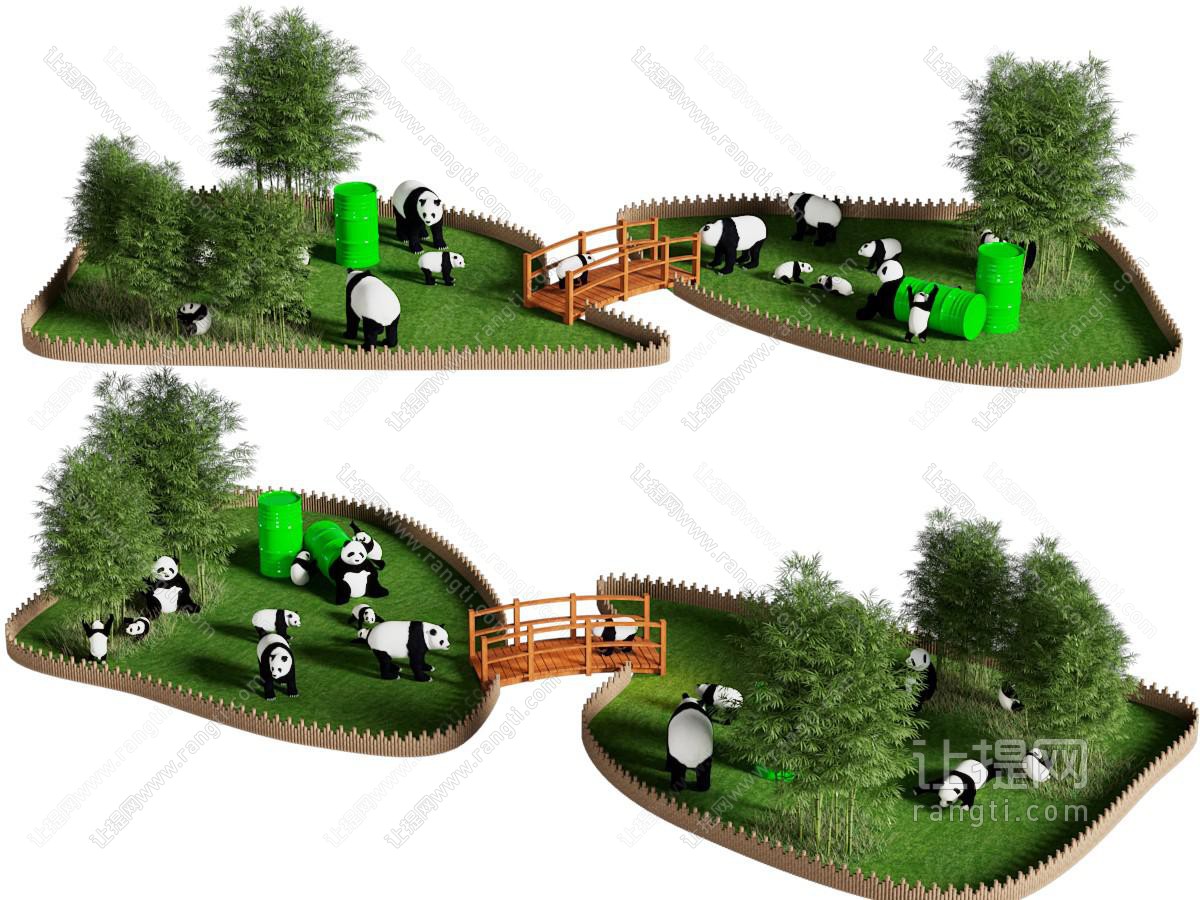 现代熊猫主题公园景观园艺小品