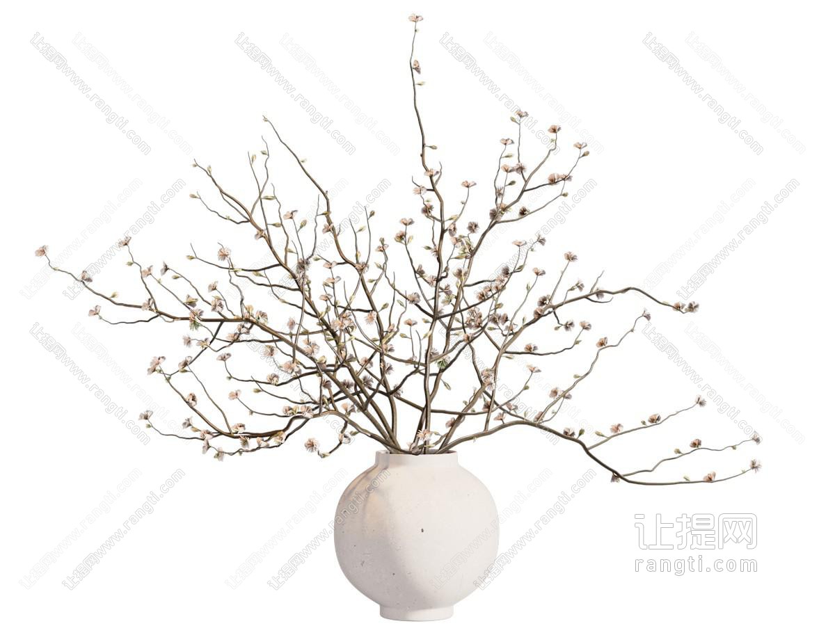 侘寂风陶艺花瓶花卉