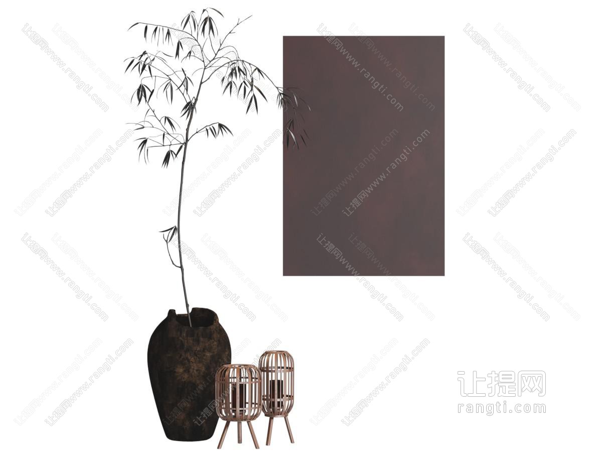 侘寂风陶艺花瓶花卉 烛台摆件