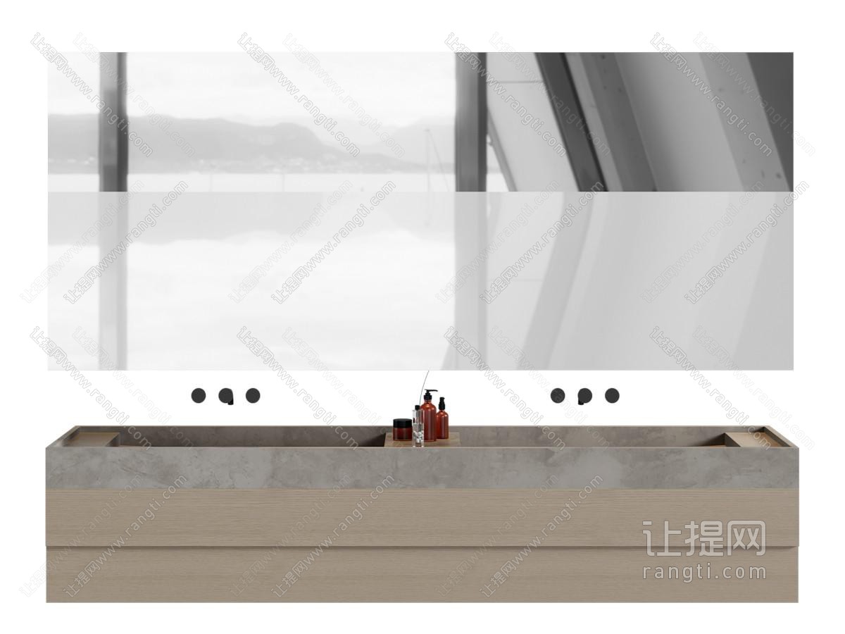 现代洗手台 镜子 浴室柜