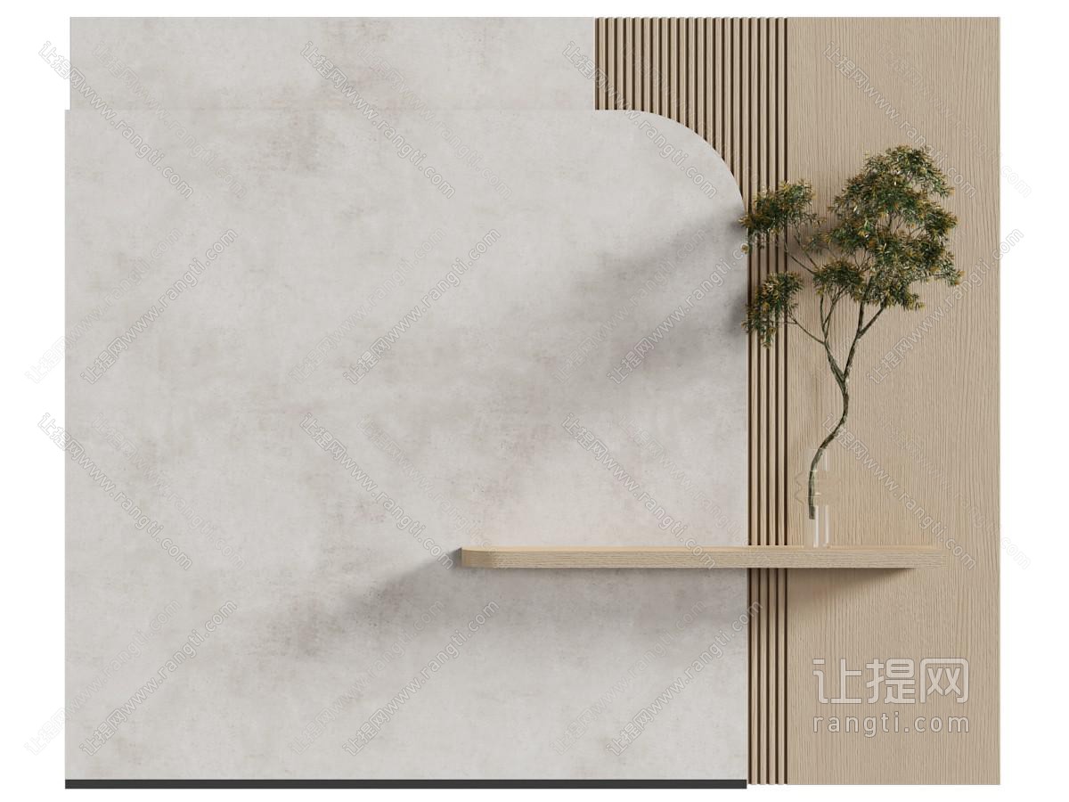 侘寂风造型景观玄关背景墙