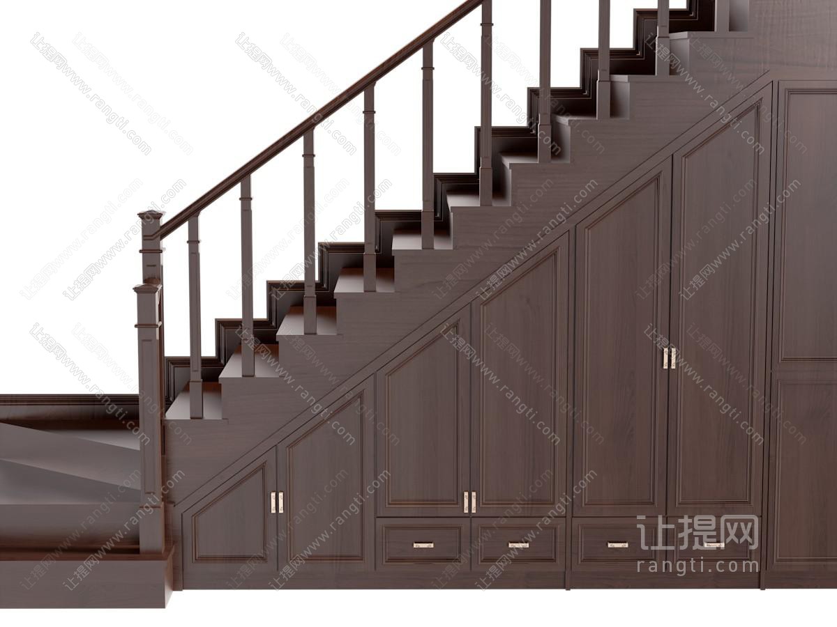 美式实木旋转楼梯