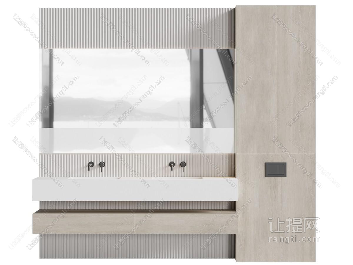 现代洗手台 浴室柜 镜子