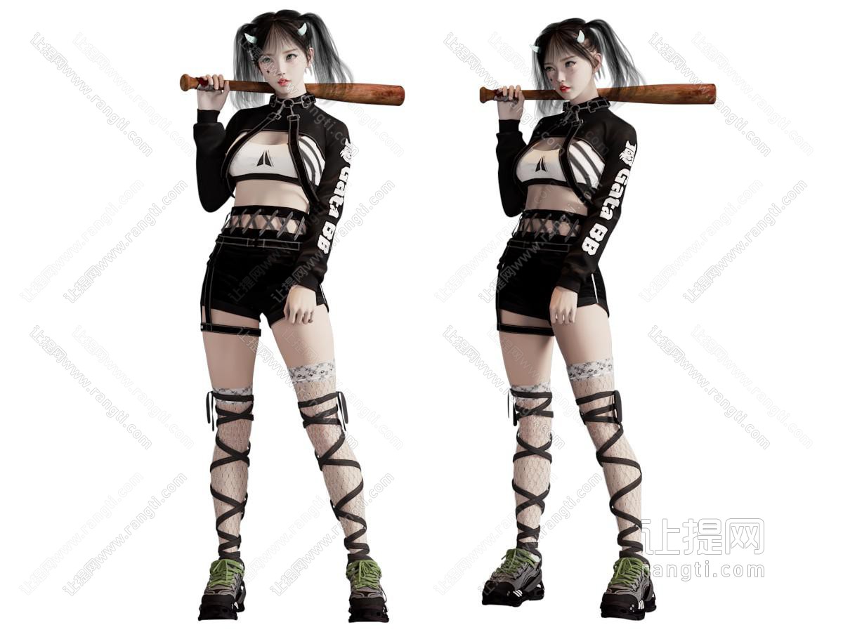 现代打棒球的女孩 女子 人物