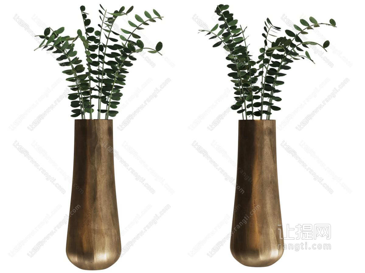 现代金属花瓶花卉