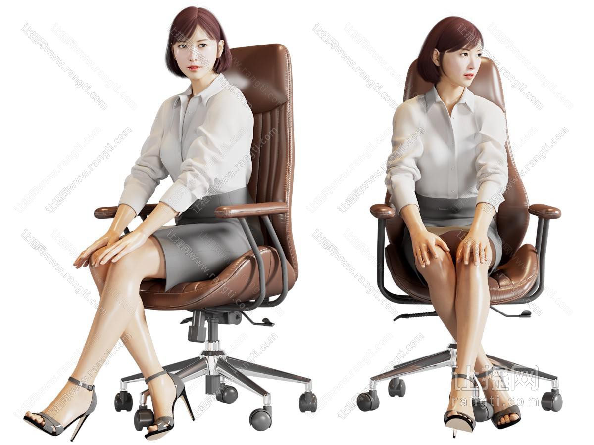 现代坐在转椅上的女子 女人 人物