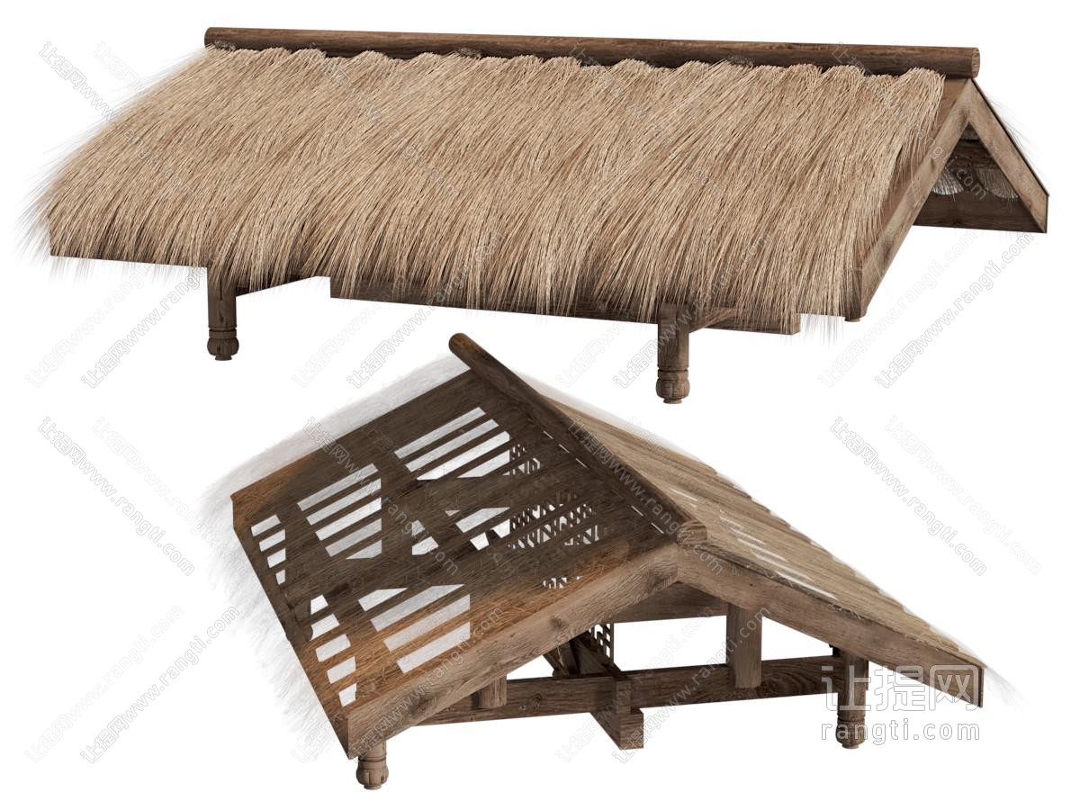 现代茅草棚子 屋顶 建筑构件