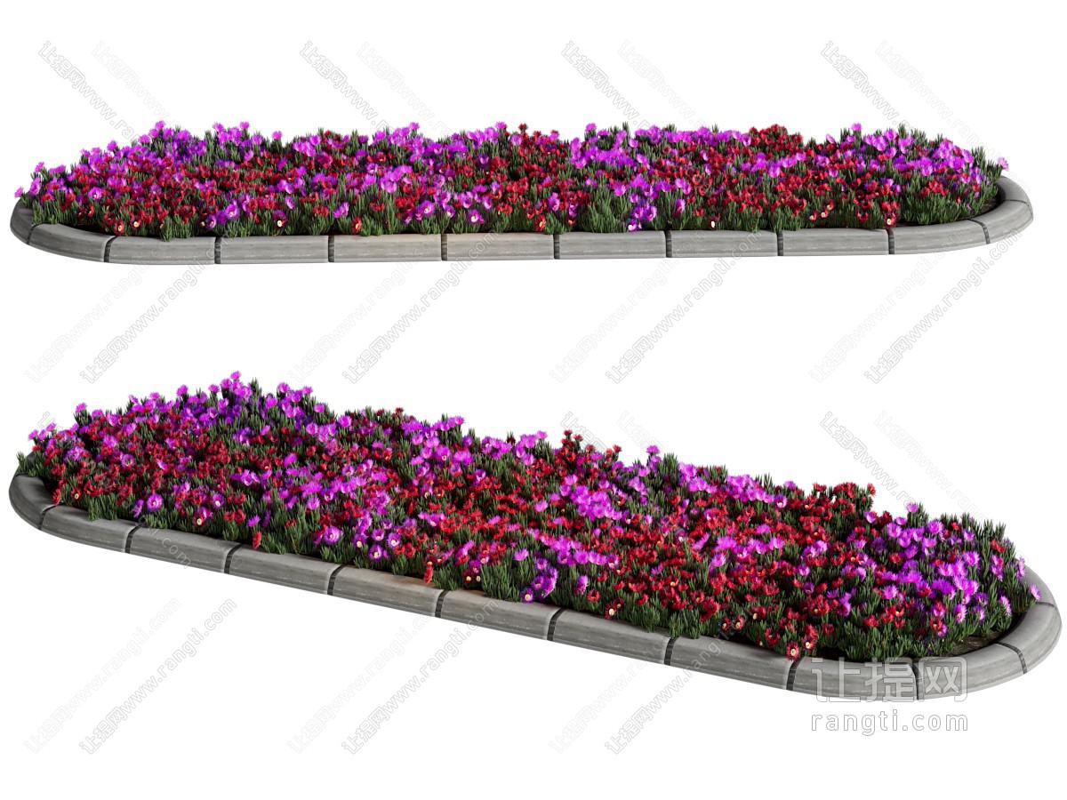 现代椭圆形花坛花卉景观园艺小品