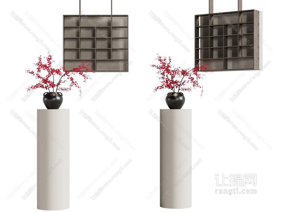 新中式陶艺花瓶花卉 挂画