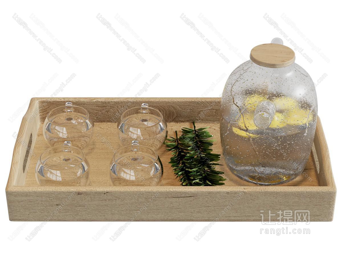 现代托盘 茶壶 茶具杯子