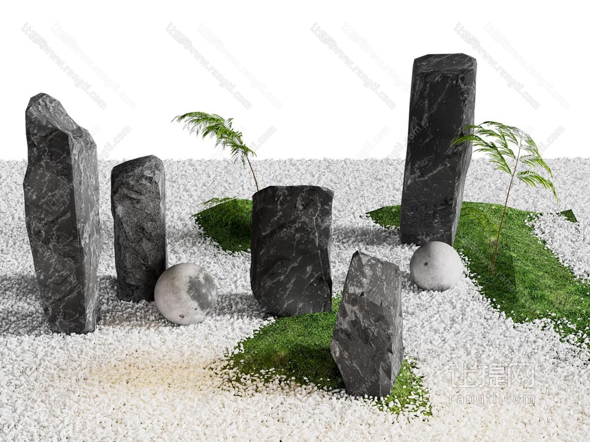 现代石头 石子 月球灯景观园艺小品