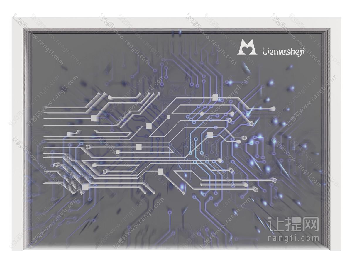 现代科技感芯片 线路板背景墙 墙饰