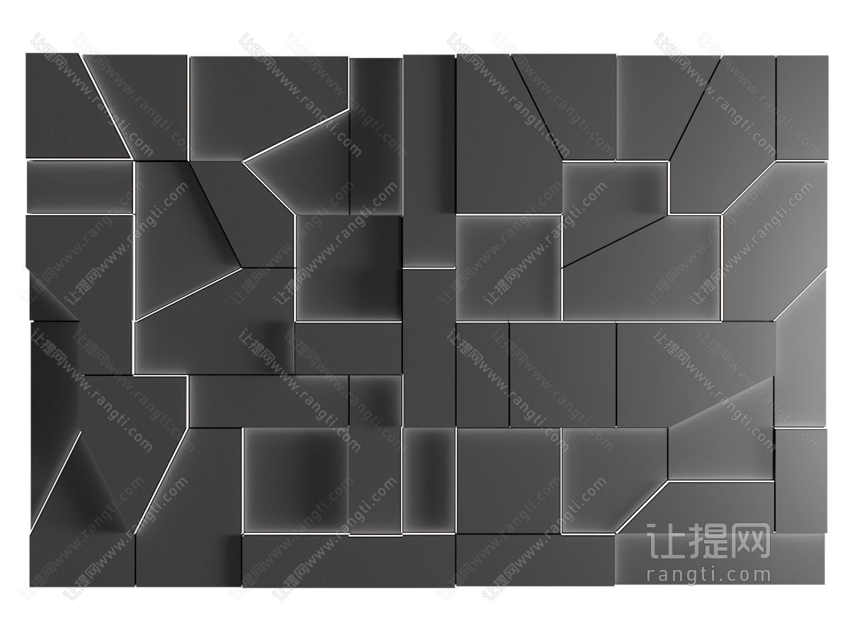 现代装饰灯带的几何背景墙