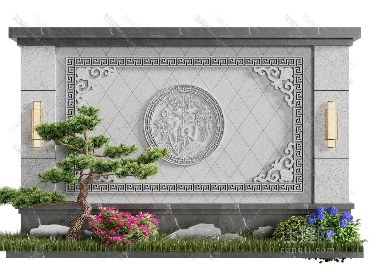 新中式景墙 影壁 庭院景观园艺小品